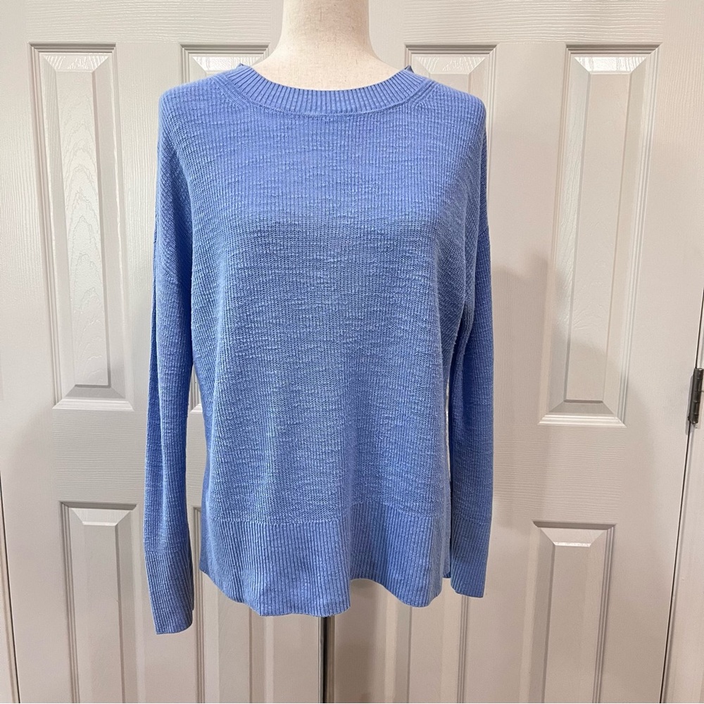 Banana Republic Crewneck Blue Linen & Rayon Sweater